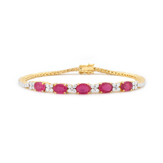 Ruby And Diamond Alternating Tennis Bracelet