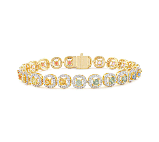 Oval Shaped Multi Stone And Diamond Bracelet