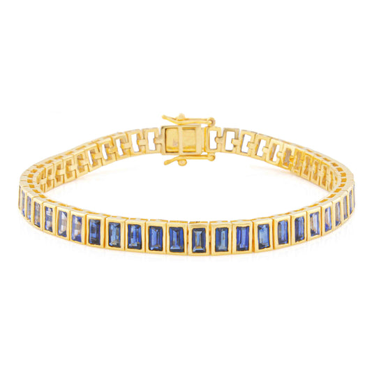 Blue Sapphire Tennis Bracelet in Gold