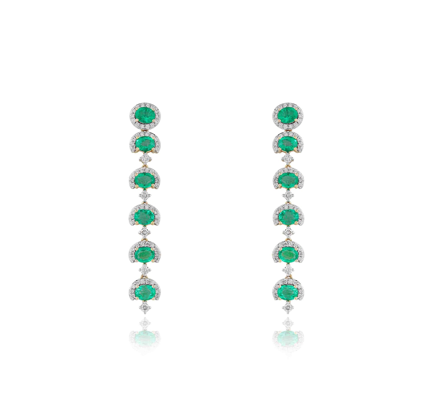 Stacked Dot Emerald Earrings