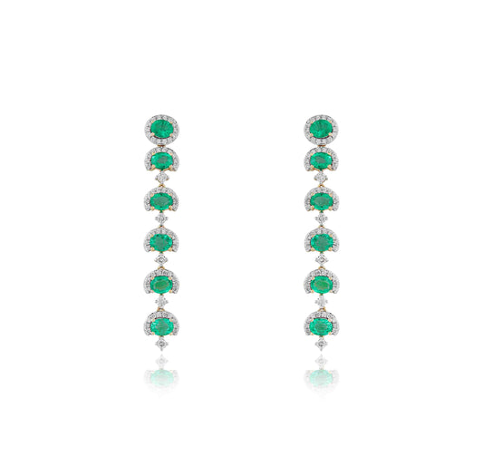 Stacked Dot Emerald Earrings