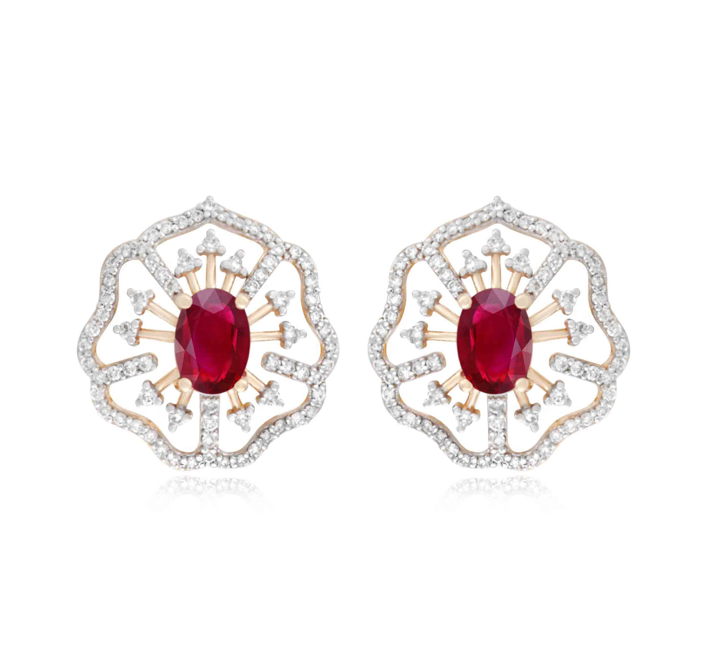 Jaali Ruby & Diamond Studs