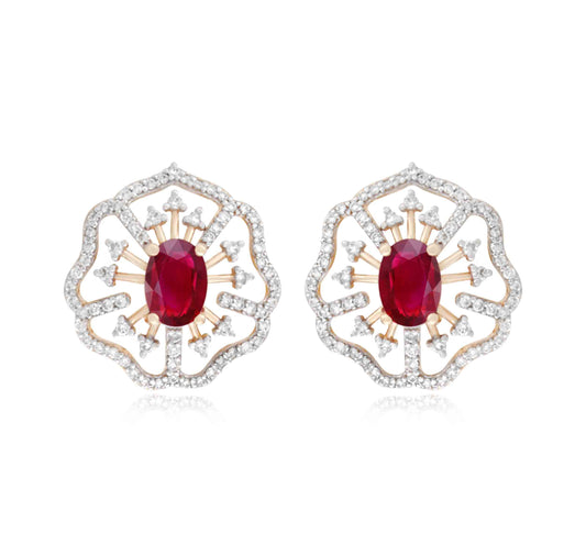 Jaali Ruby & Diamond Studs