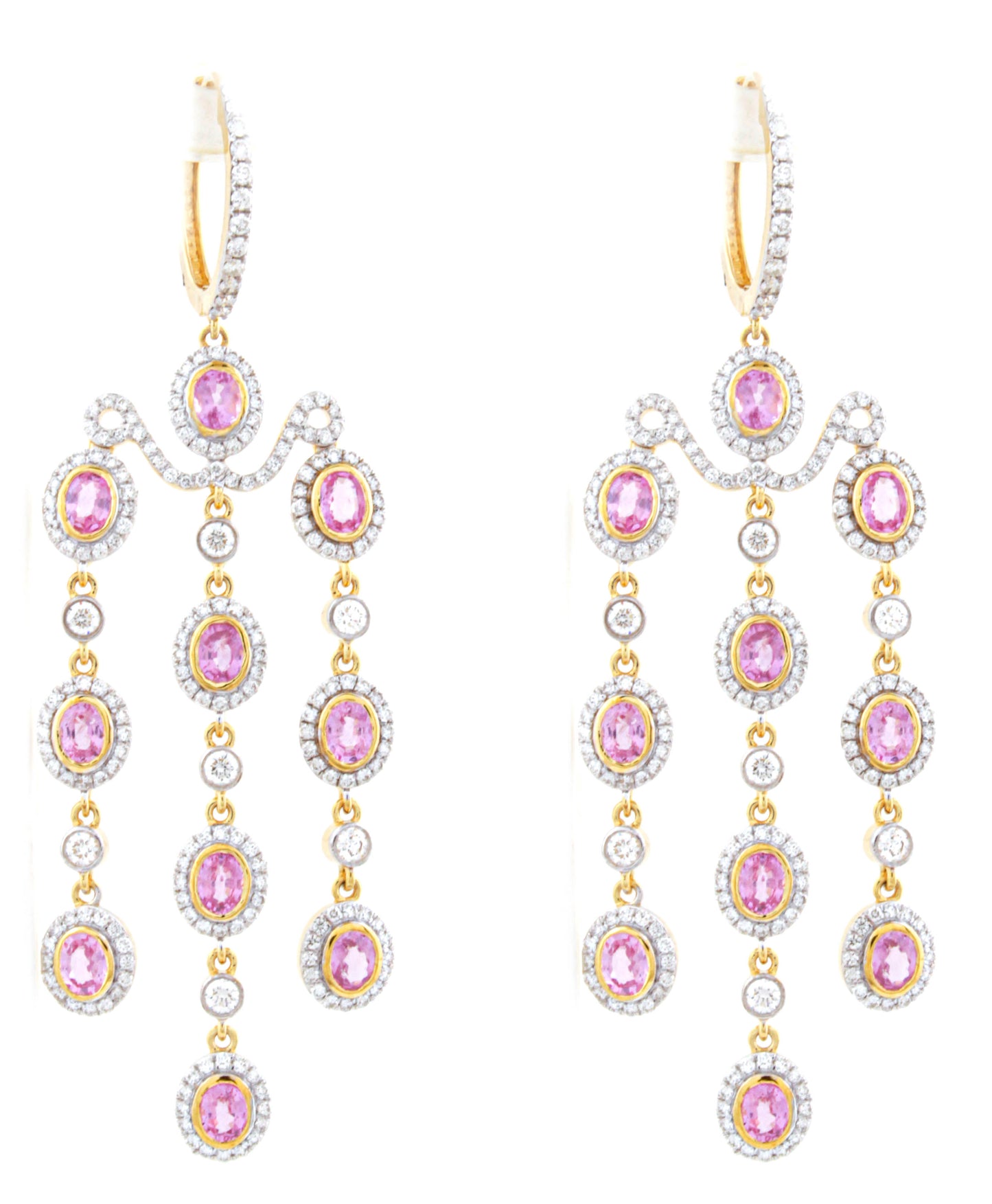 Pink Chandeliers with Pearls & Diamonds