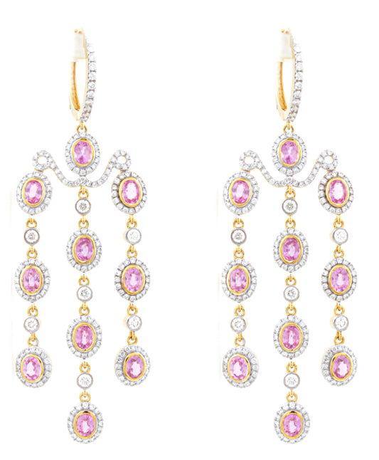 Pink Chandeliers with Pearls & Diamonds