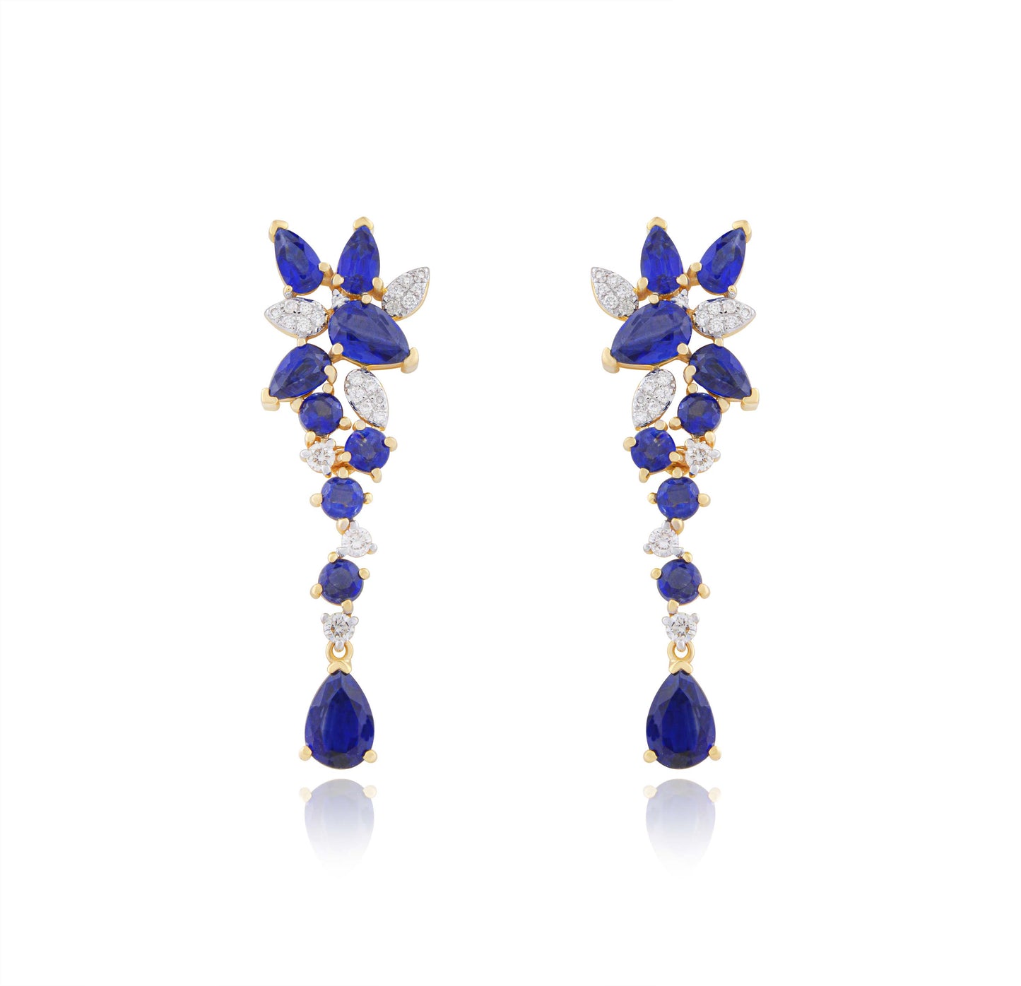 Celestial Petals Blue Sapphire Earrings