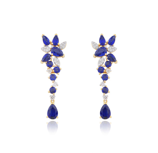 Celestial Petals Blue Sapphire Earrings