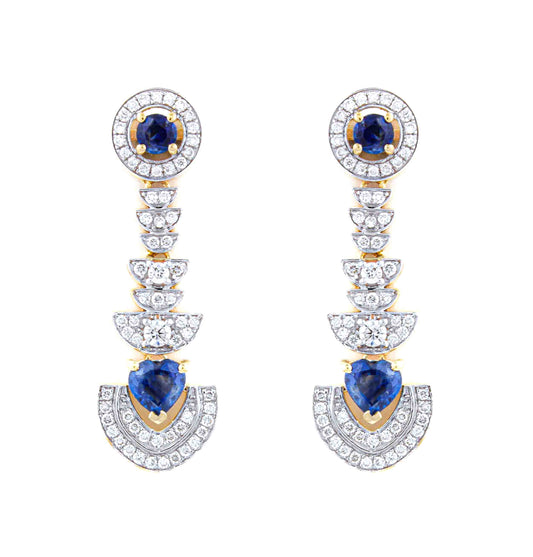Twilight Maharaja Blue Sapphire & Diamond Earrings