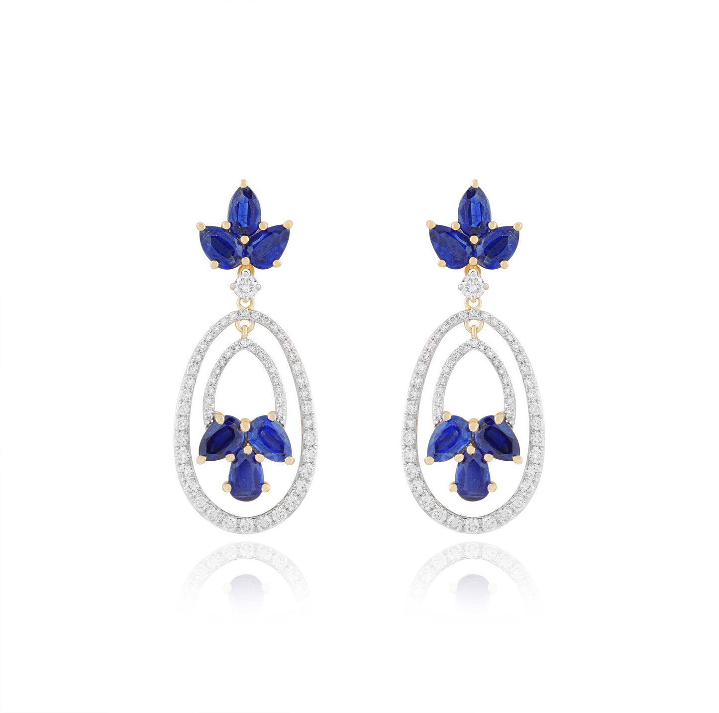 Blue Sapphire Cluster With Teardrop Earrings