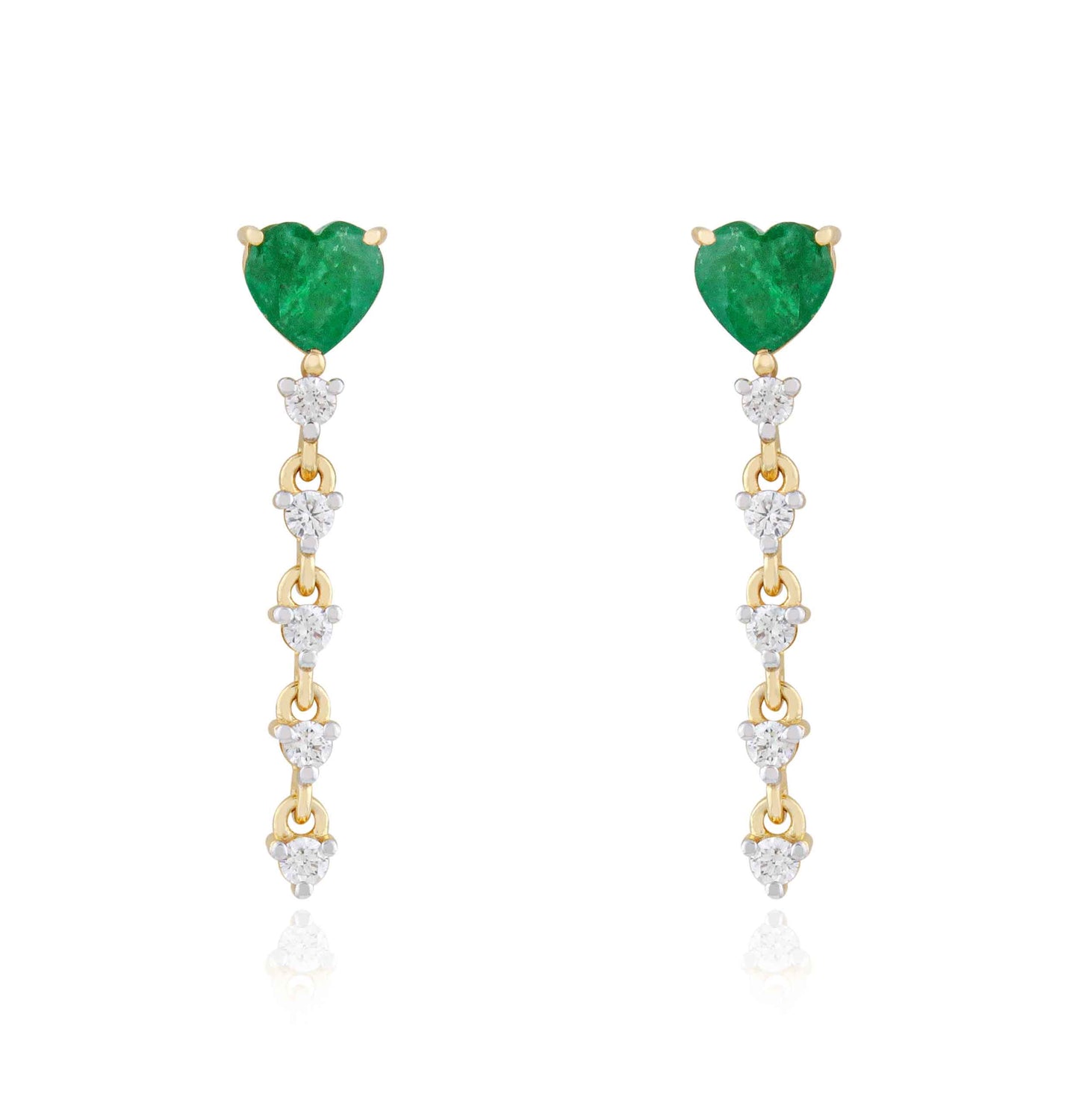Sylvian Heart Emerald and Diamond Earrings