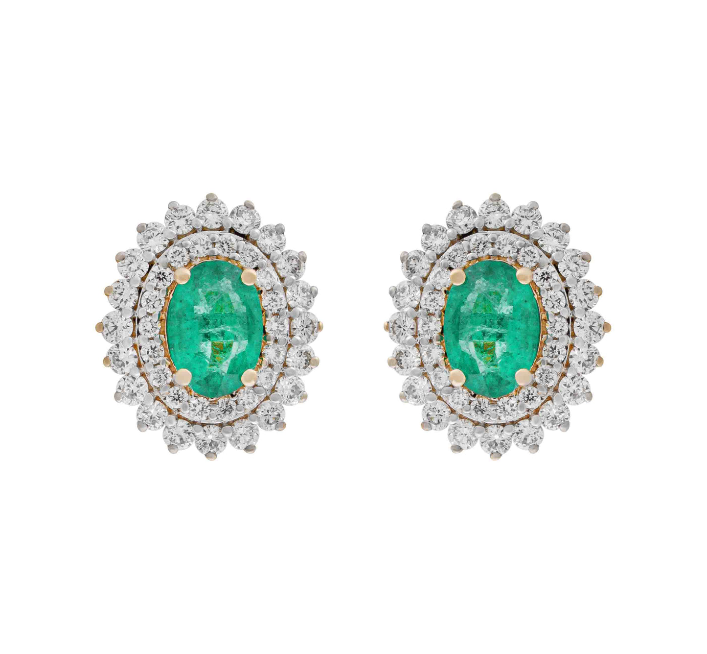 Sunburst Emerald & Diamond Earrings