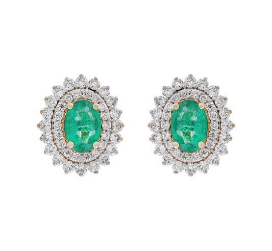 Sunburst Emerald & Diamond Earrings
