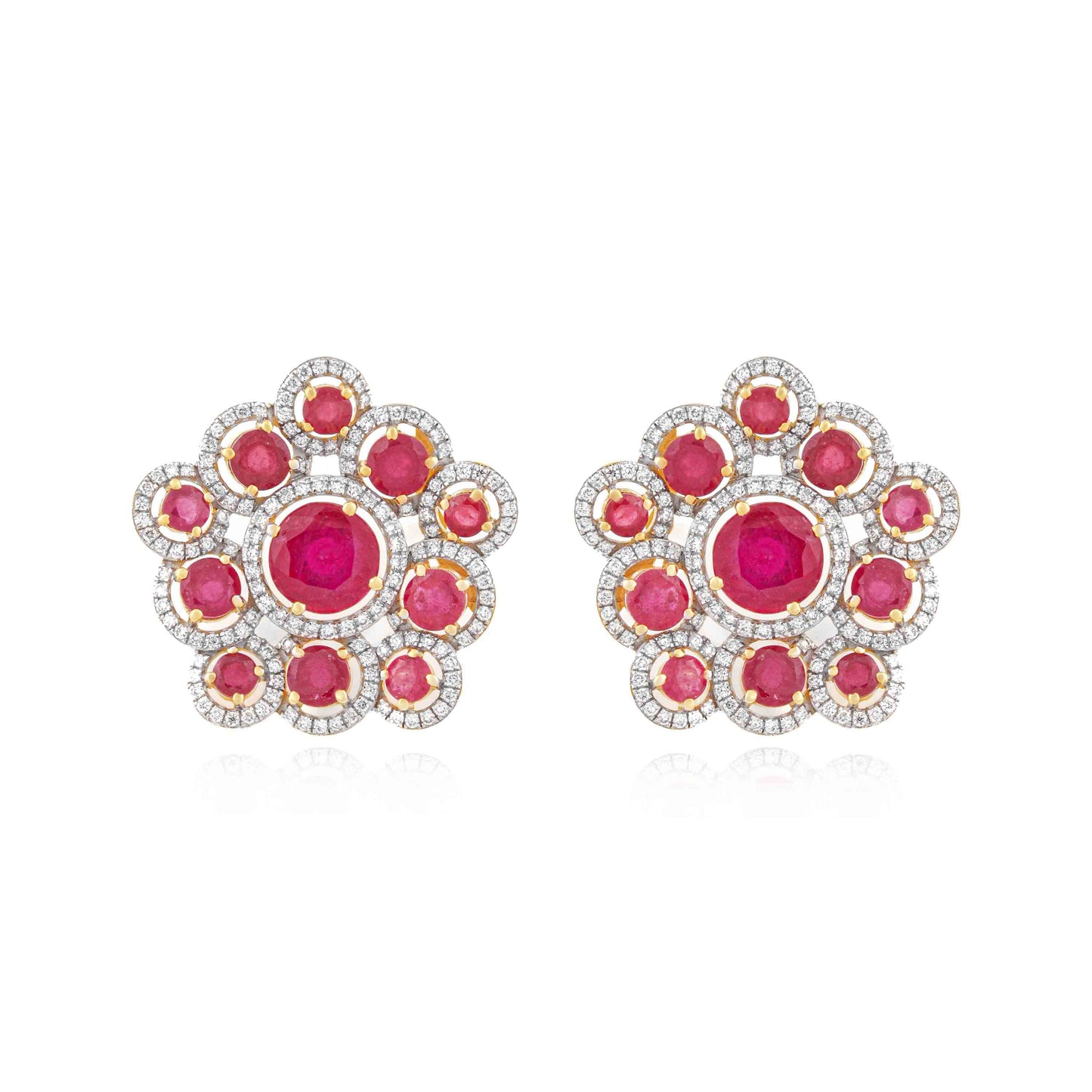 Ruby Painted Petal & Diamond Studs