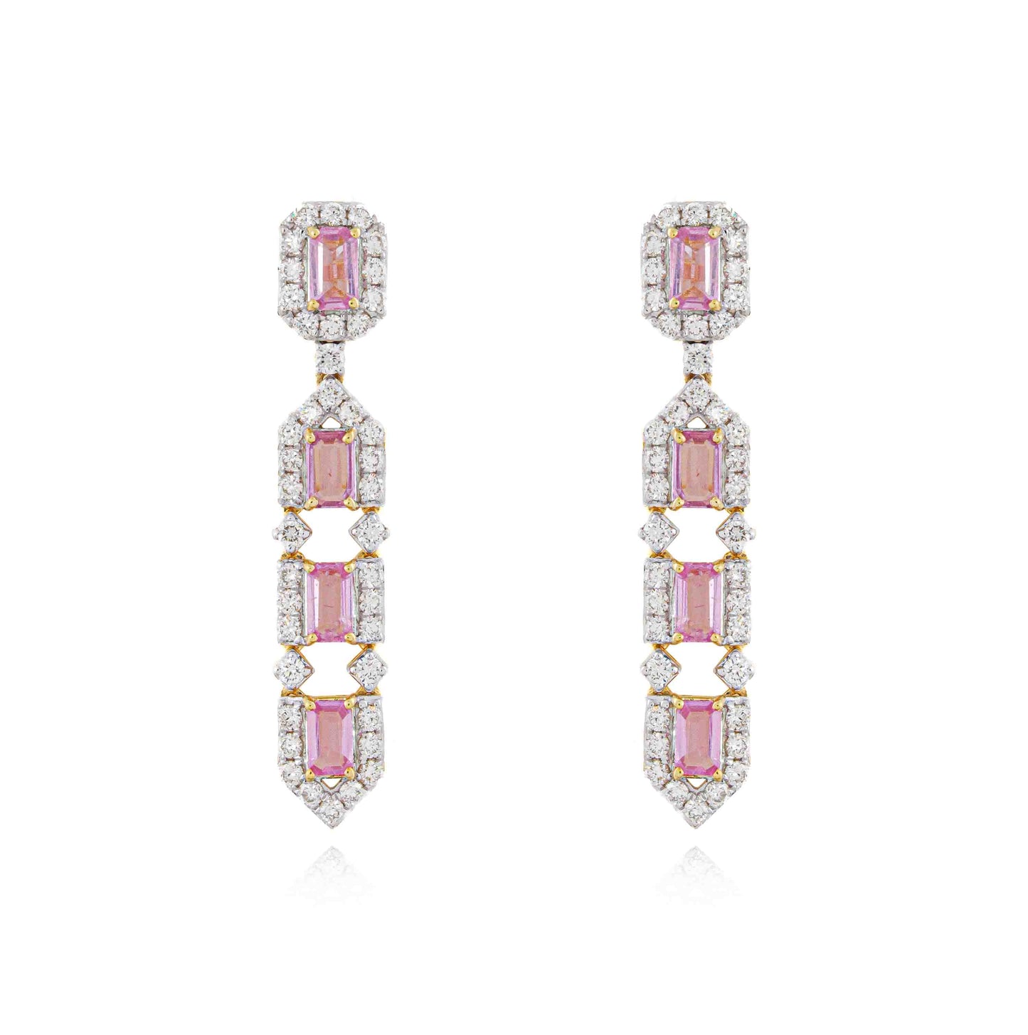 Pink Topaz and Diamond Linear Drops