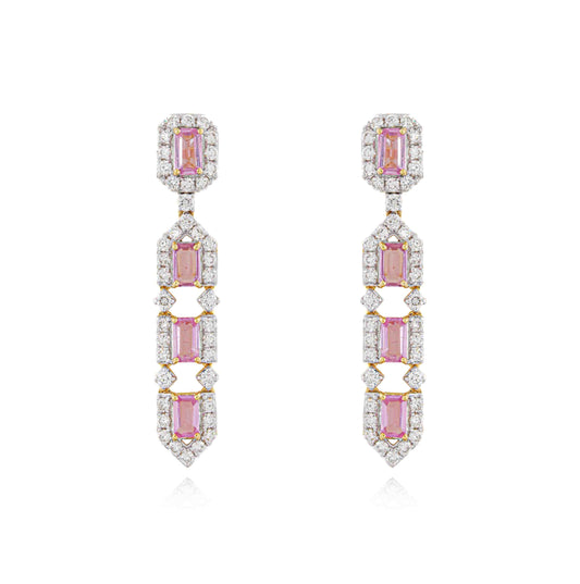 Pink Topaz and Diamond Linear Drops