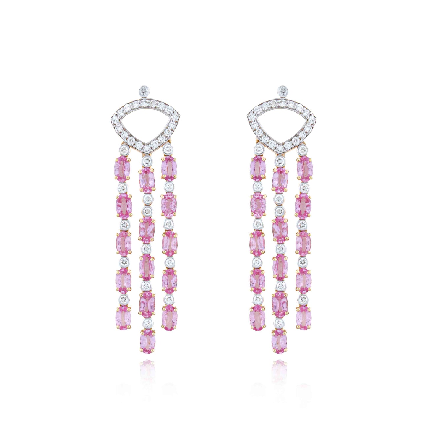 Pink Leheriya Pink Sapphire and Diamond Drop Earrings