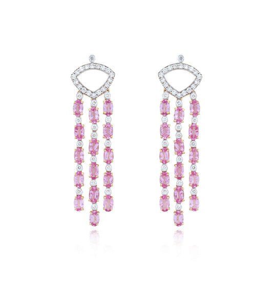 Pink Leheriya Pink Sapphire and Diamond Drop Earrings
