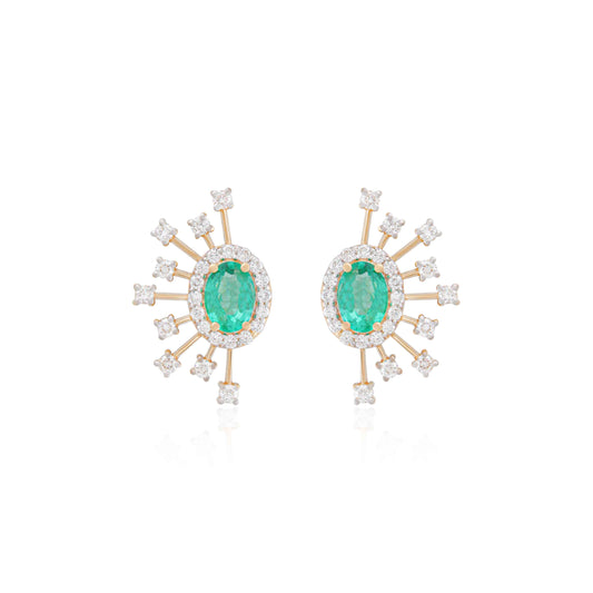 Surya Kiran Emerald & Radiant Diamond Earrings