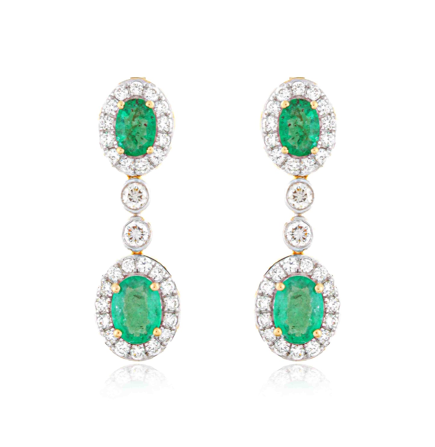 Aurora Duet Round Emerald & Diamond Earrings