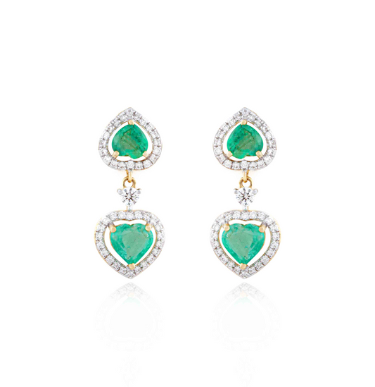 Secret Heart Emeralds with Diamond Earrings