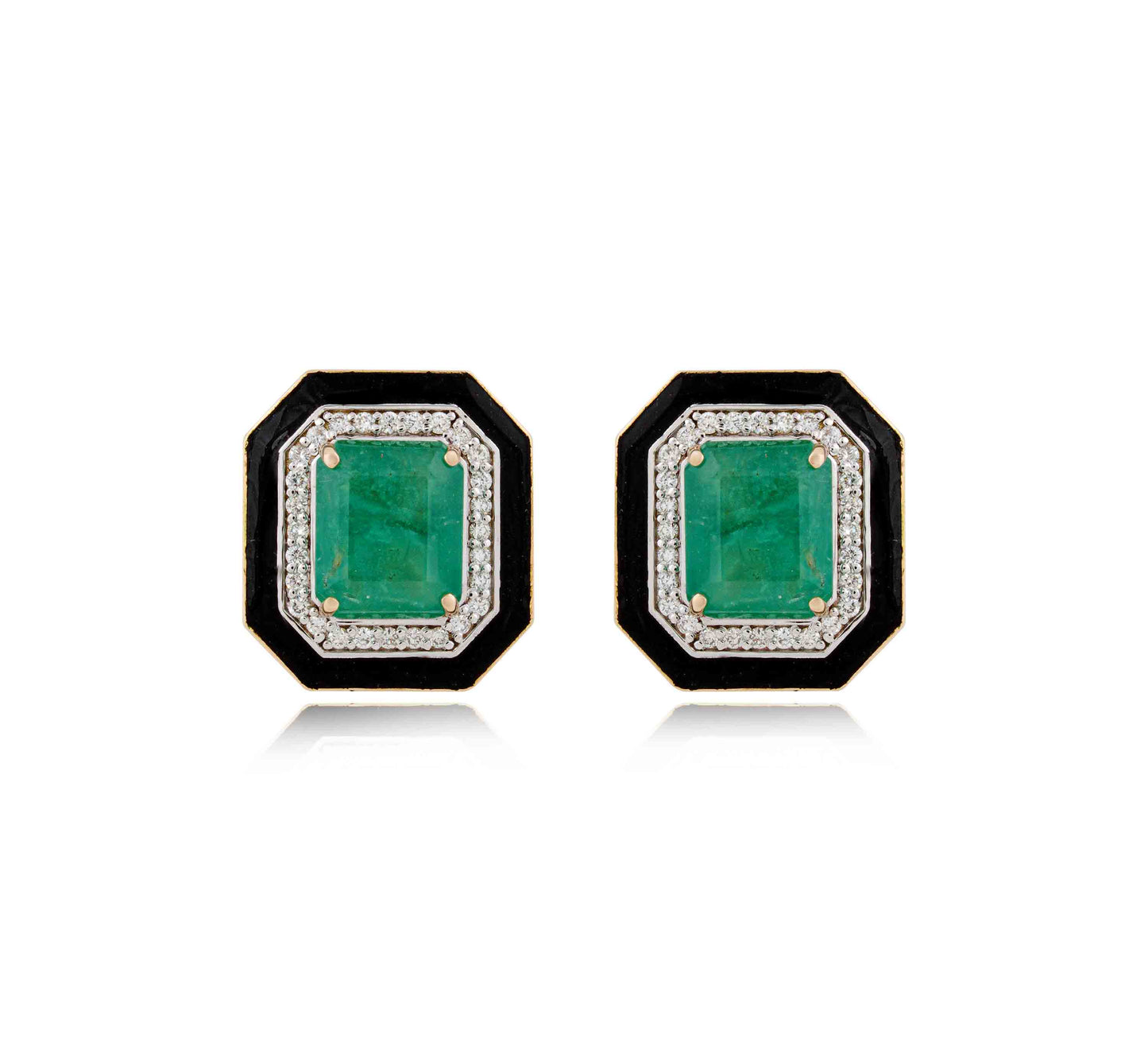 Octagonal Emerald Studs