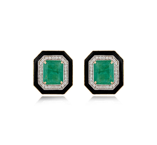 Octagonal Emerald Studs