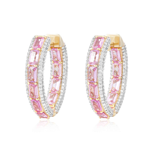 Gulabi Bahar Pink Sapphire and Diamond Pave Earrings
