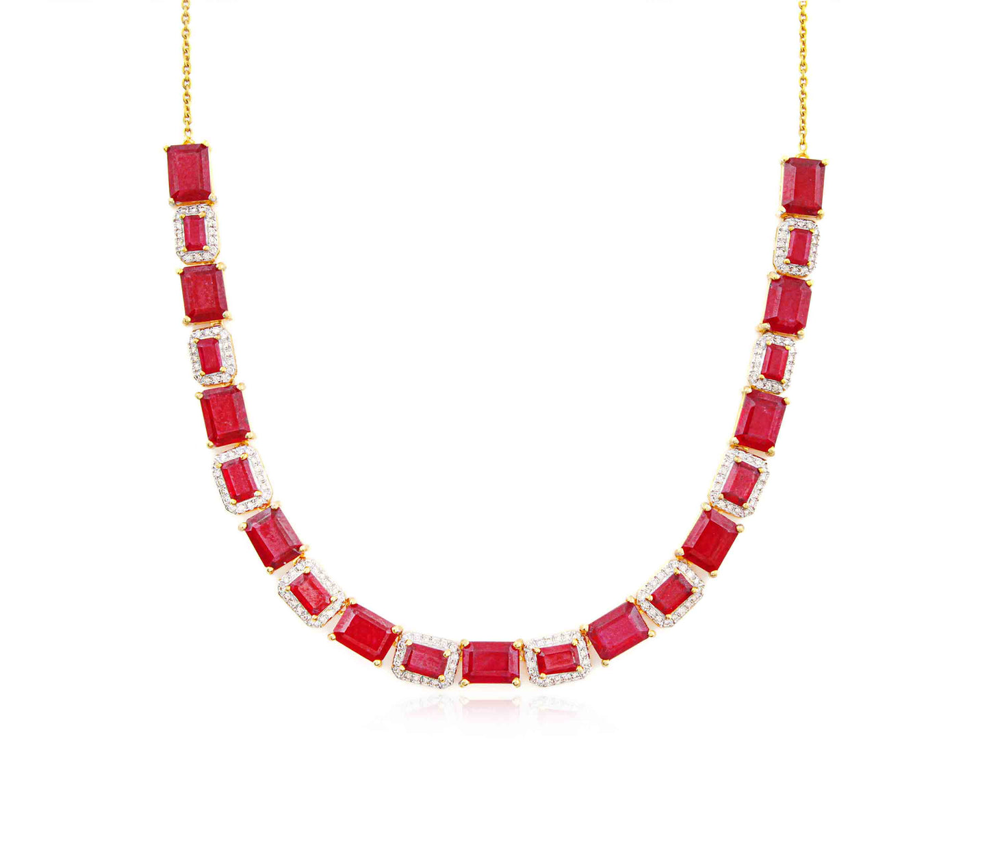 Ruby and Gold Tennis Necklace