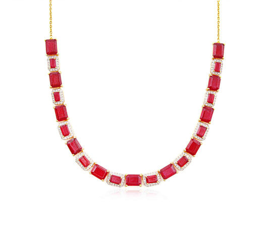 Ruby and Gold Tennis Necklace