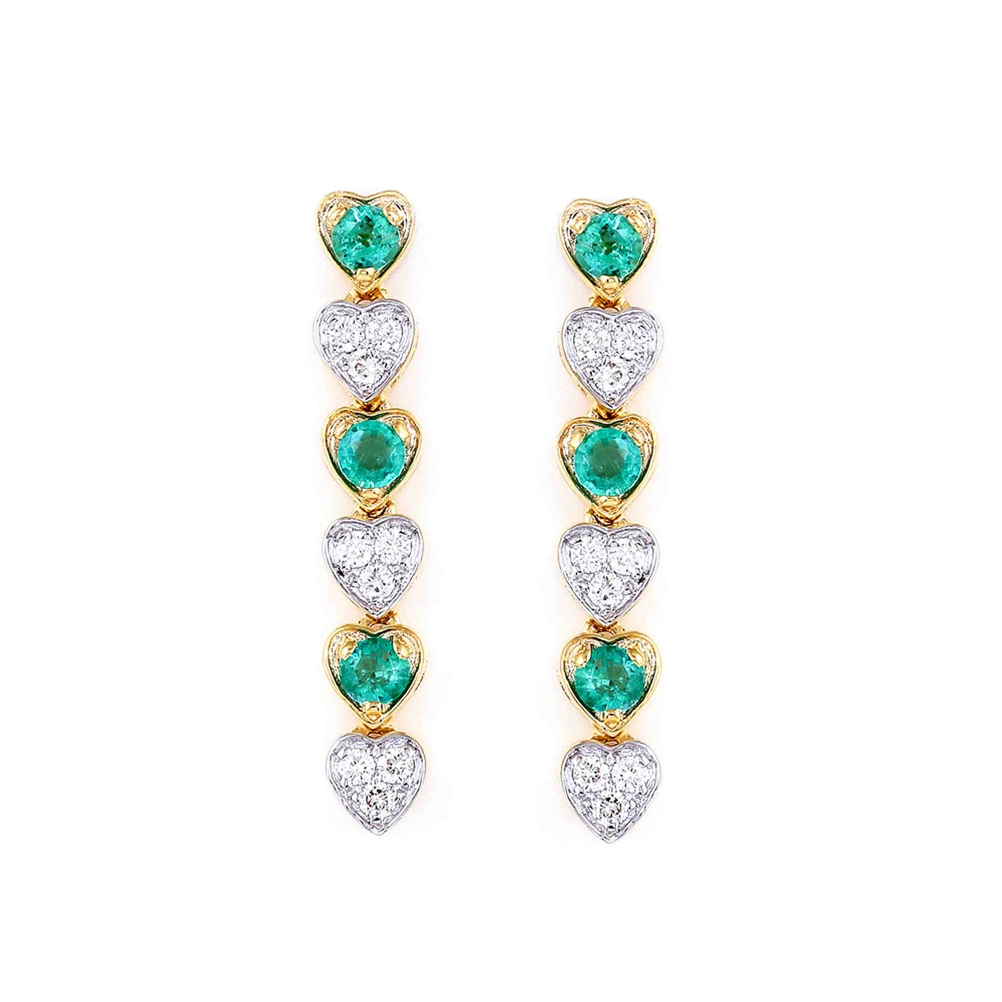 Heart Drop Emerald & Diamond Earrings