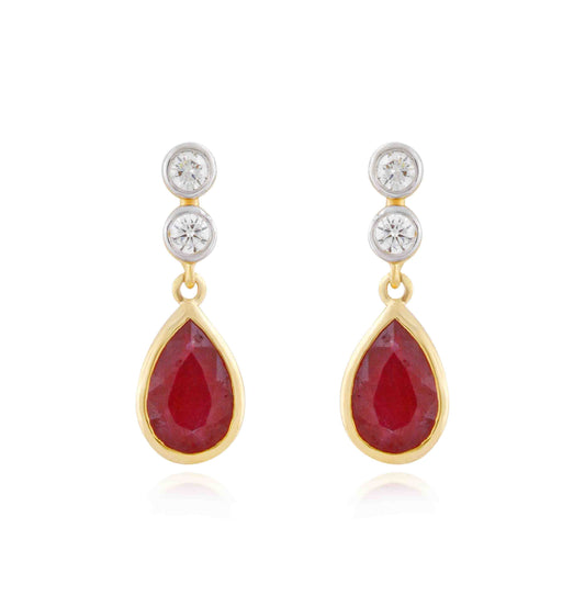 Pear Drop Ruby Earrings