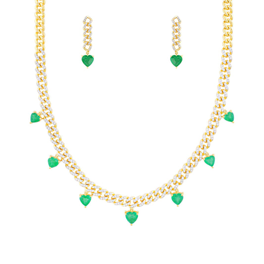 Heart Drop Emerald Chain Necklace