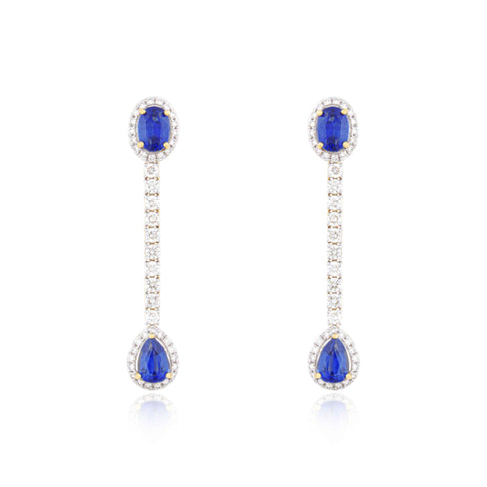 Pear Drop Blue Sapphire Earrings