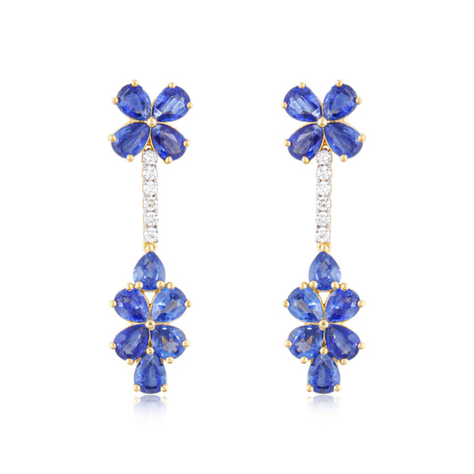 Twilight Petals Blue Sapphire Earrings
