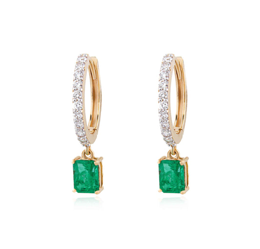 Emerald Drop Square Earrings