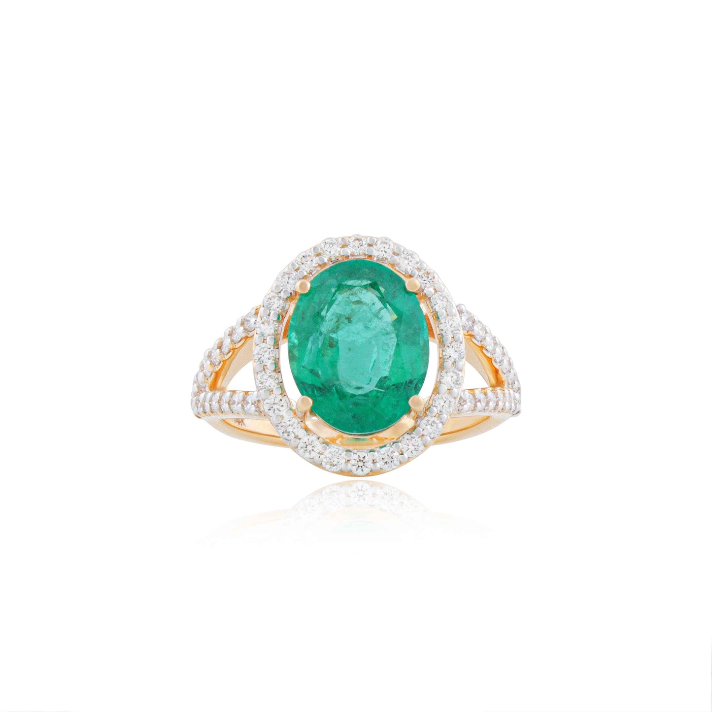 Indrani Emerald and Diamond Cluster Ring