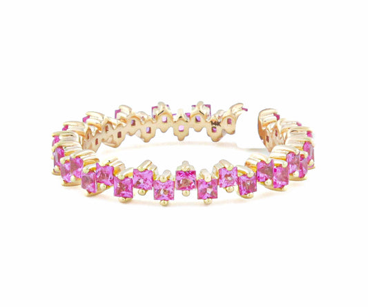 Pink Sapphire and Diamond Zigzag Band