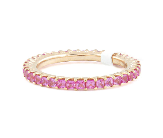 Thin Pink Sapphire and Gold Eternity Band