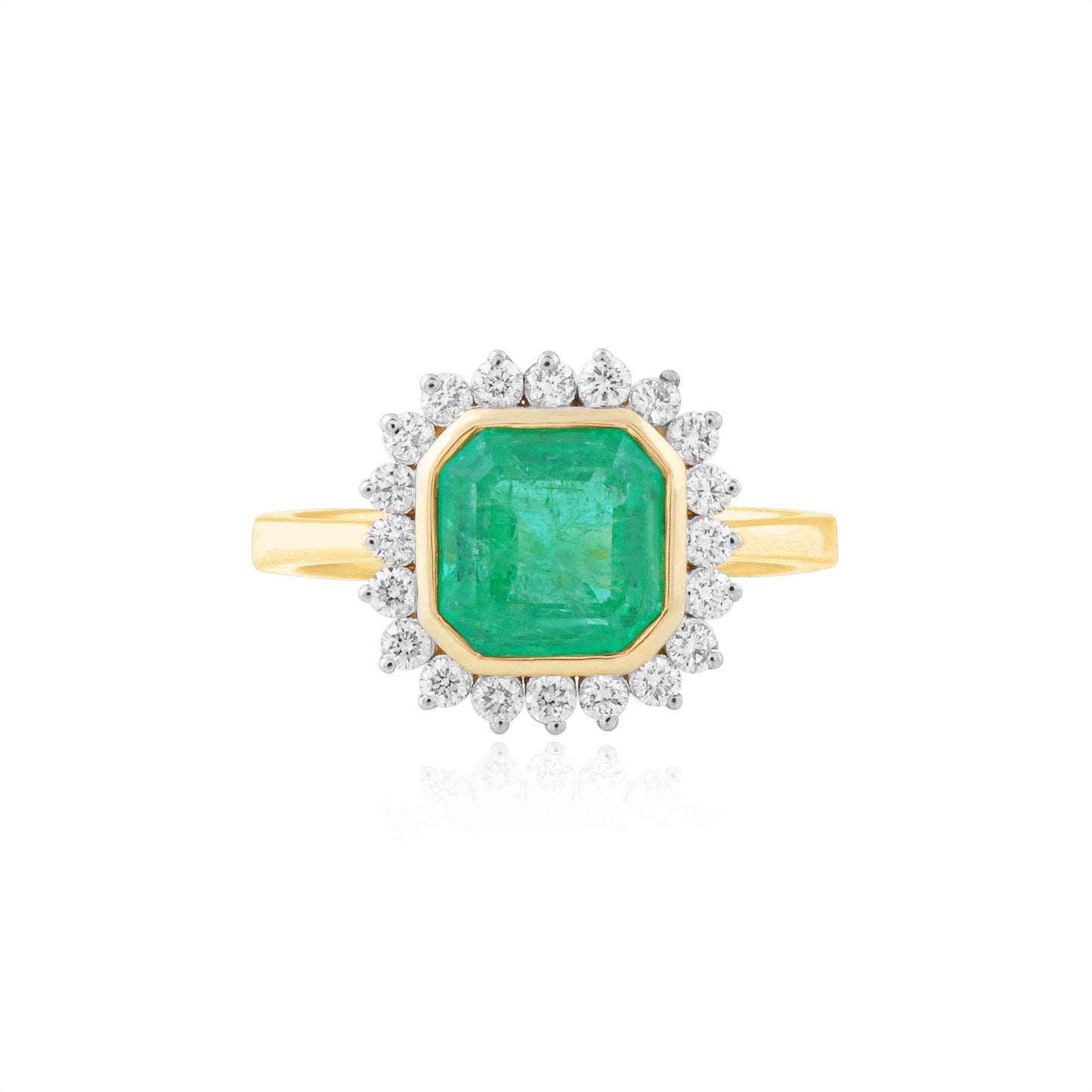 Floral Halo Cushion Emerald Ring