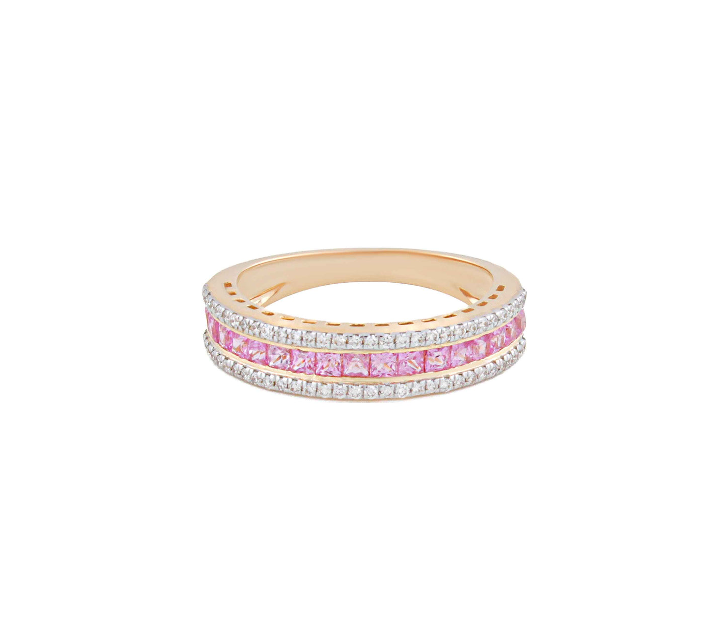 Crested Pink Sapphire Eternity Ring