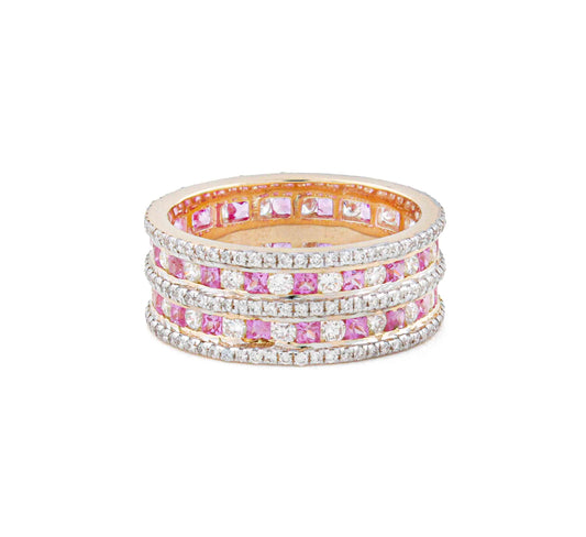 Tiered Pink Sapphire Circle Band