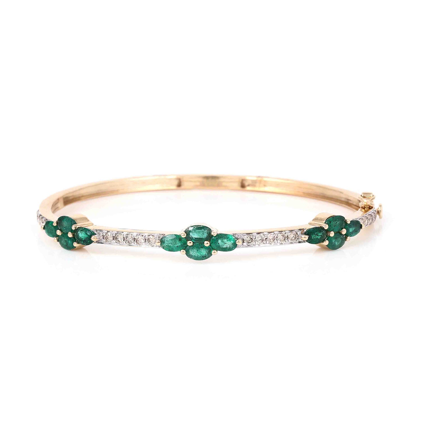 Emerald and Diamond Leaf Motif Bracelet