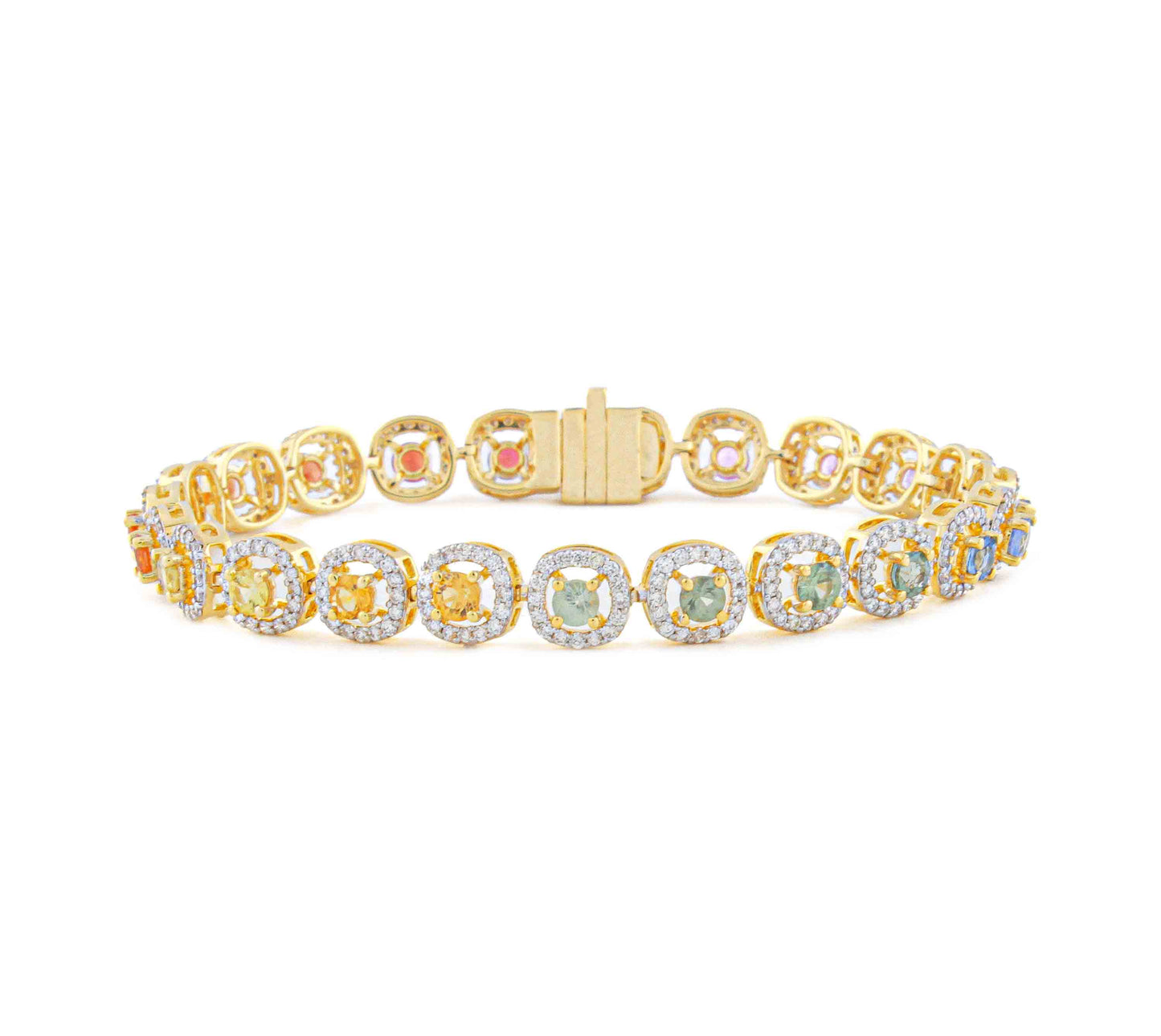 Oval Shaped Multi Stone And Diamond Bracelet