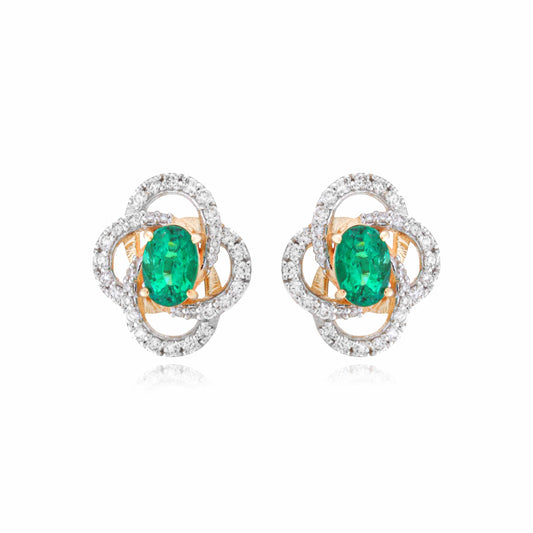 Phool Jaali Emerald & Diamond Earrings