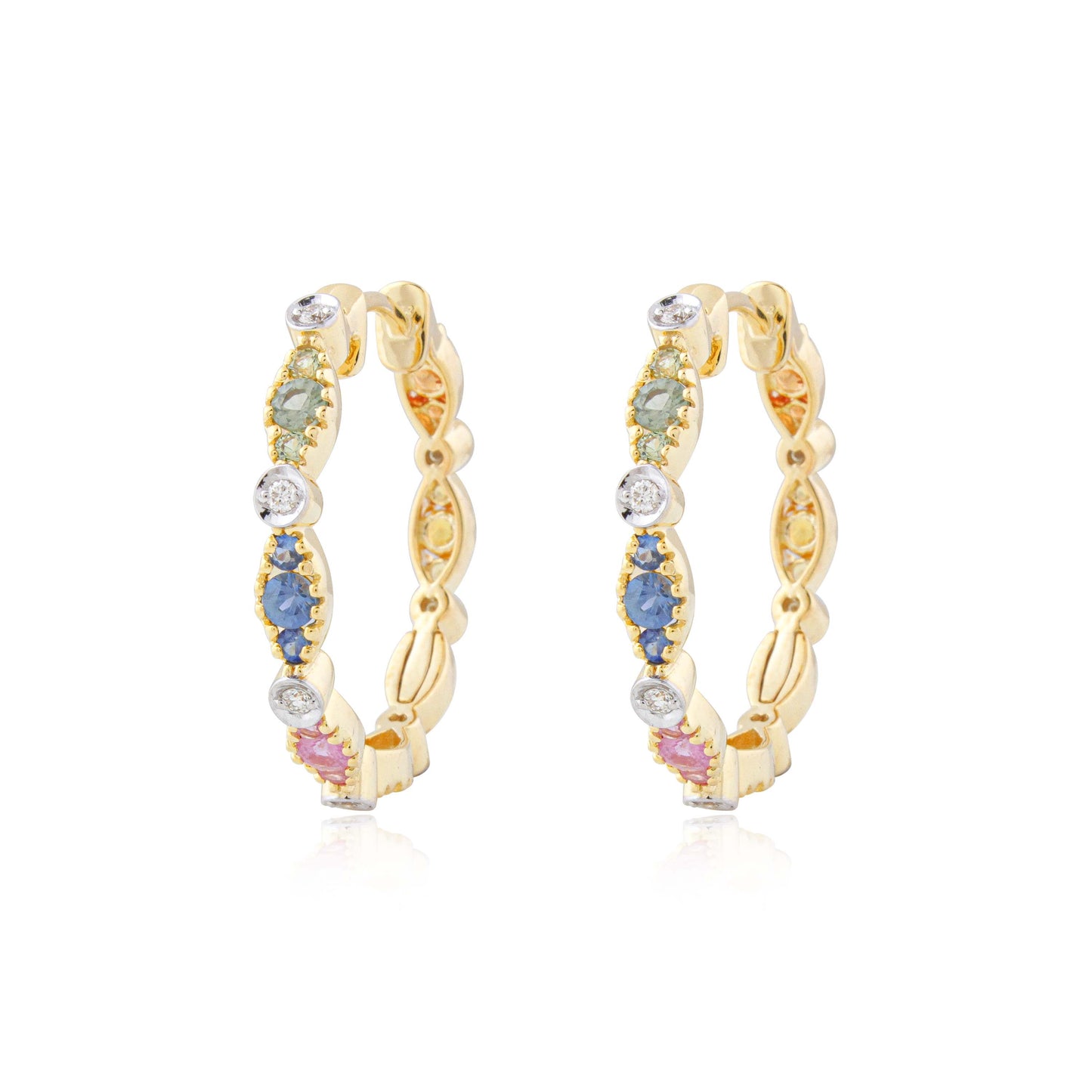 Floral Spectrum Multi-Sapphire Hoops