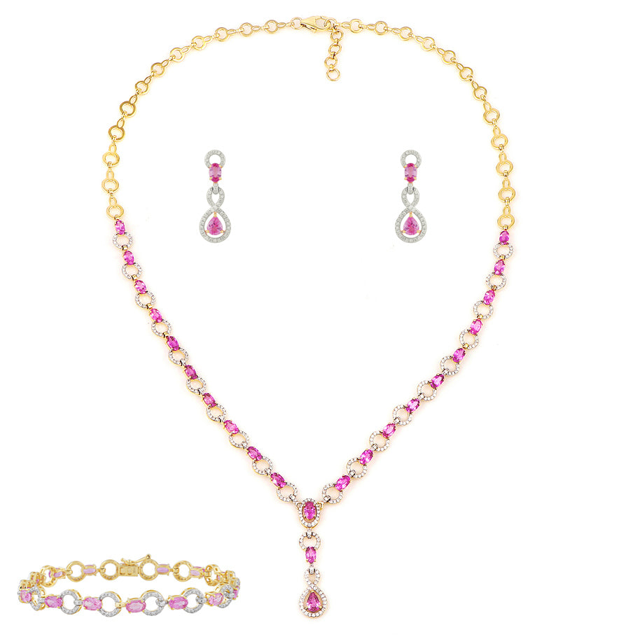 Luminous Sapphire Pink Drop Necklace