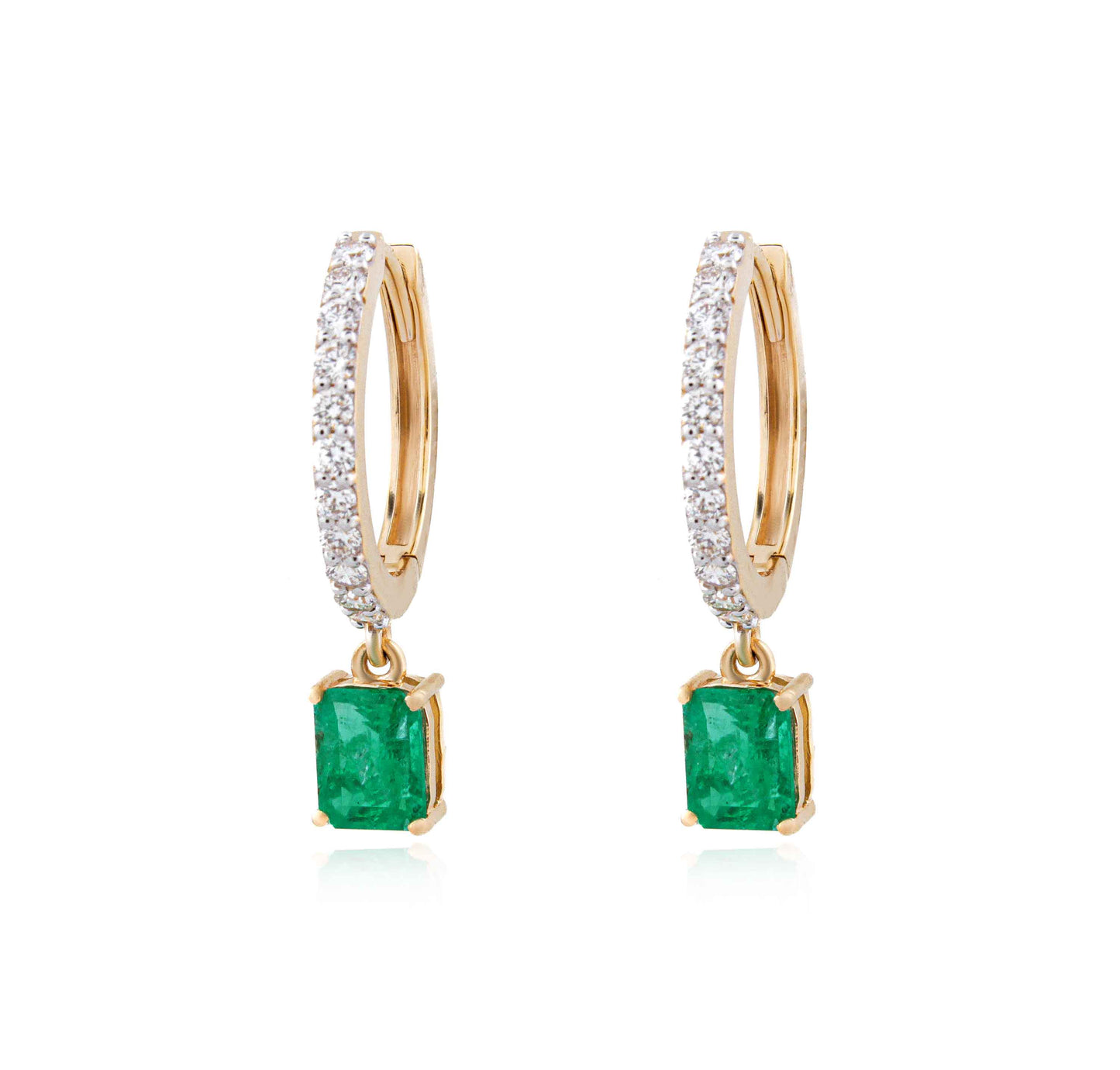 Emerald Drop Square Earrings