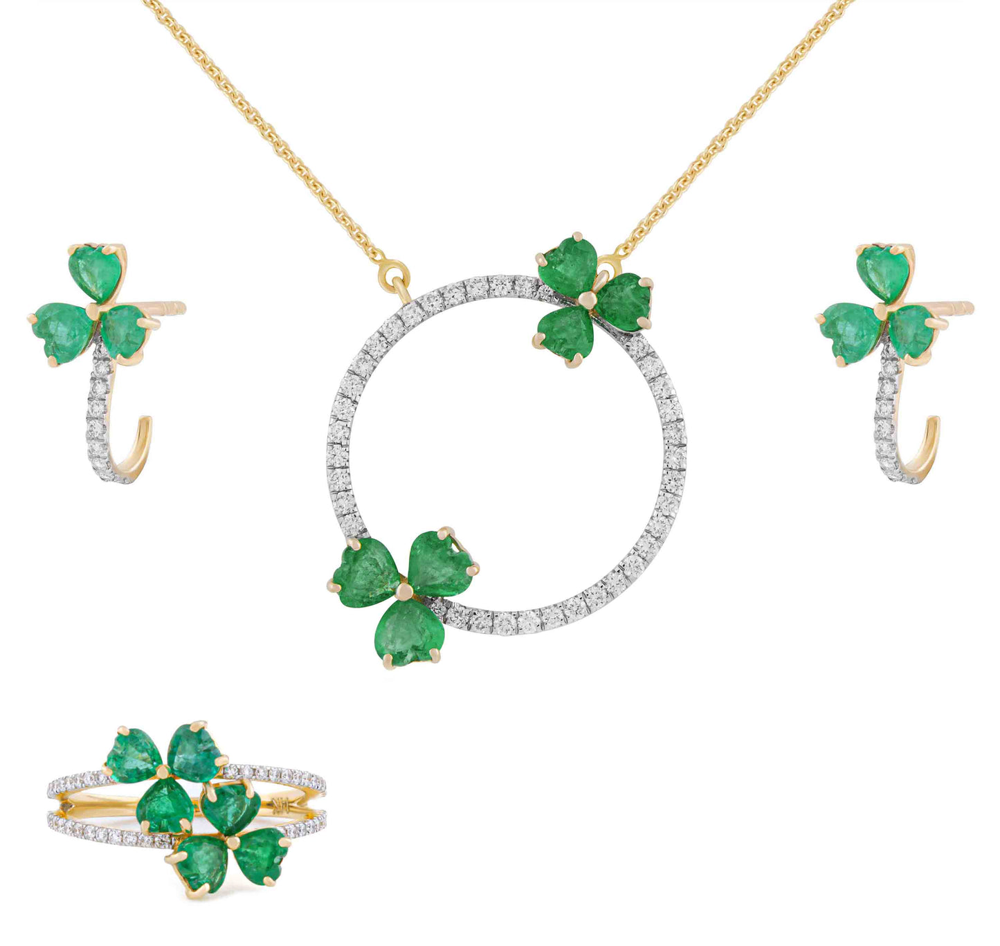 Vine Verdant Emerald Pendant Set