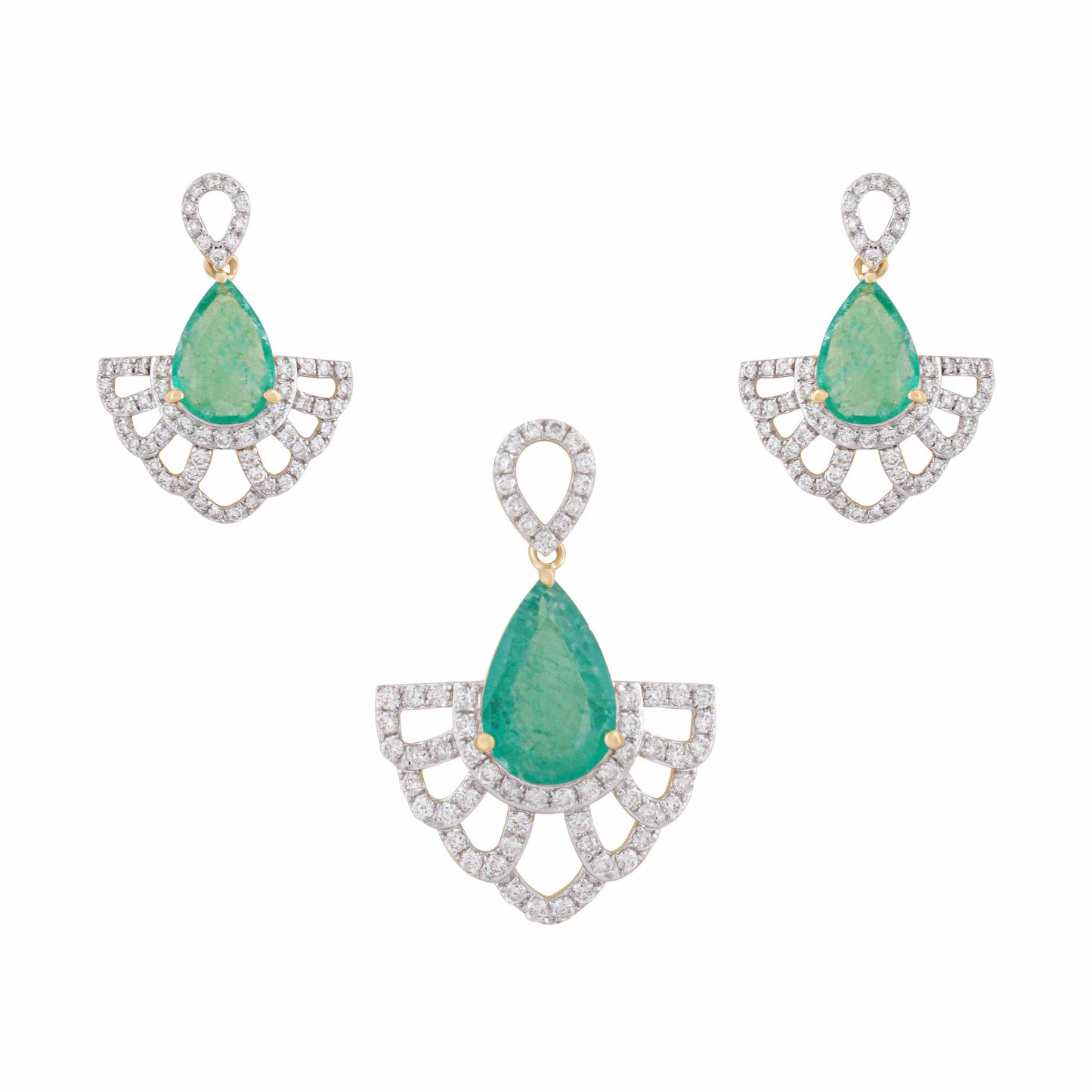Green Crown Emerald Earrings