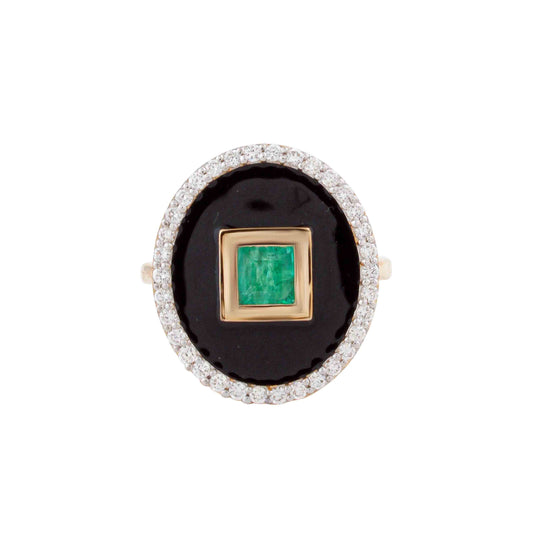 Raat Rani Emerald and Diamond Halo Ring